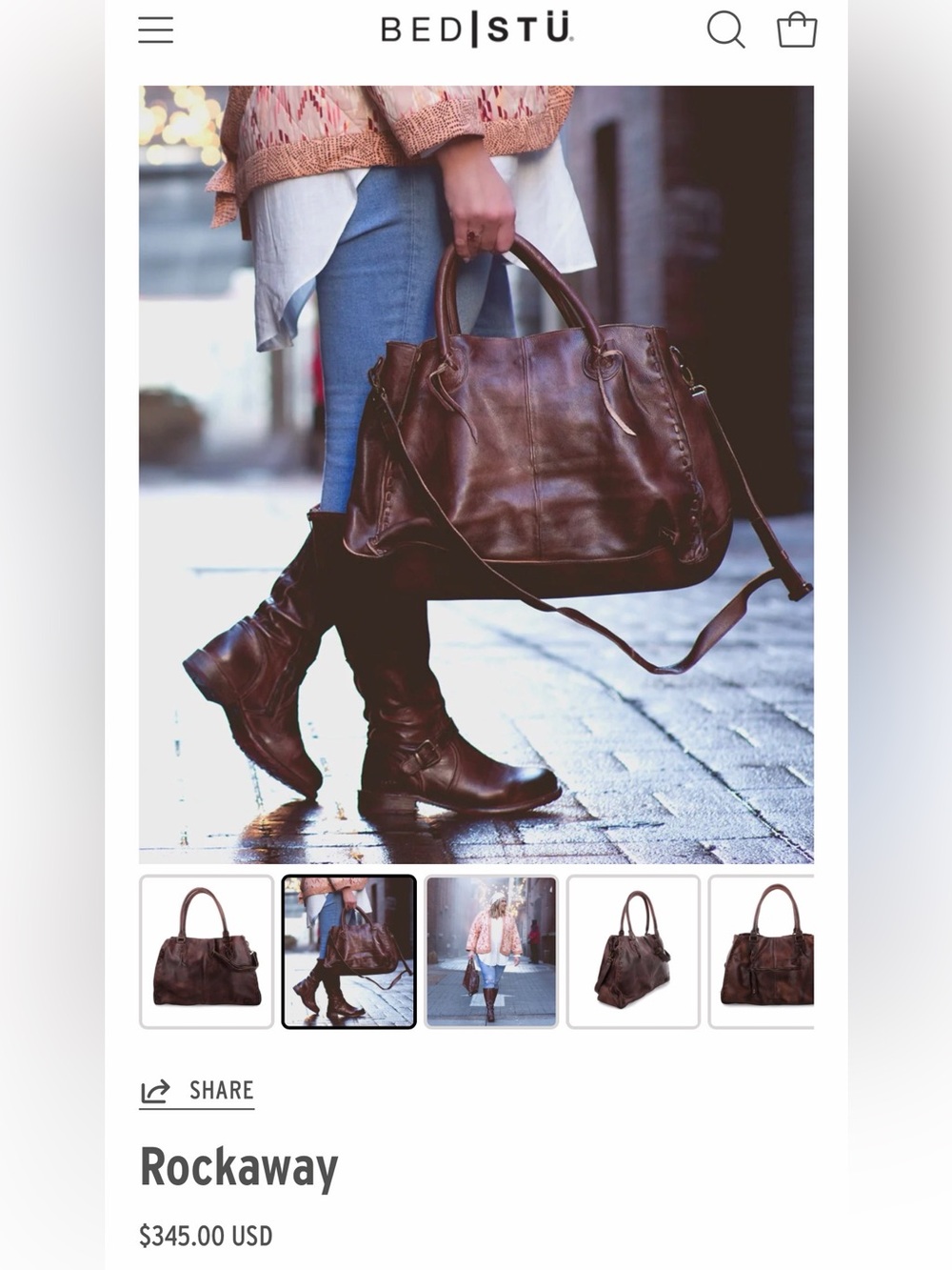 Bed Stu Rockaway Stitch-Detail Distressed
Satchel Bag color-Teak Rustic - Picture 15 of 16